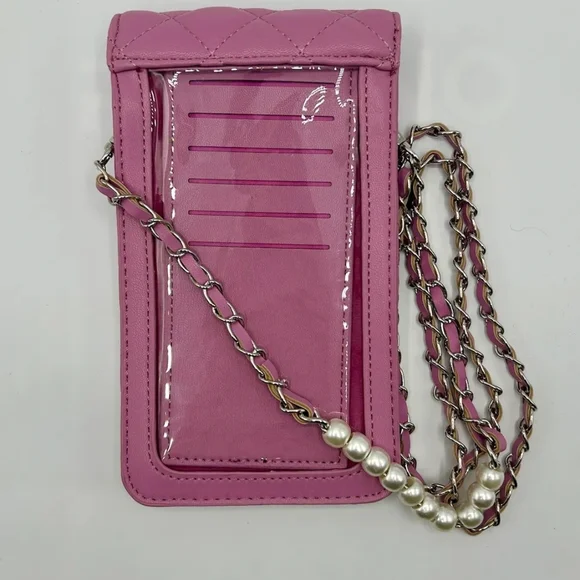 Elegant Magenta Quilted Crossbody Bag with Chain Strap - Picture 2 of 3